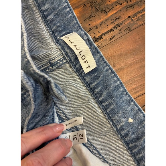 Loft Denim Belted Palazzo Jeans, Women's Size 12 - Picture 3 of 5